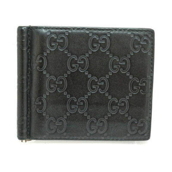 GUCCI Bifold Wallet Bill GG Black Leather - Picture 1 of 8
